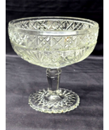 Antique INDIANA GLASS  6.5&quot; Candy Dish Compote HORSEMINT Pattern Circa 1... - $36.28