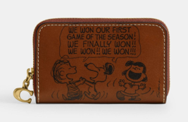 Coach X Peanuts Small Zip Around Card Case W/ Newspaper Print ~NWT~ CBG20 - $133.65