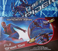 SPIDERMAN AMAZING BY MARVEL BLUE 4PC FULL SHEETS BEDDING SET NEW - £55.16 GBP