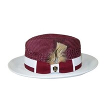 Men's Bruno Capelo Belvedere 2-Tone Straw Style Fedora Hat BD961 Burgundy image 6