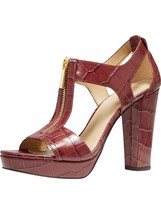 New Michael Kors Brown Leather Zip Front Platform Sandals Pumps Size 9 M $130 - $99.99