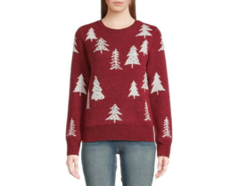 Holiday Time Women&#39;s Christmas Tree Sweater Brilliant Red Size L (12-14) - £13.80 GBP