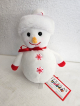 Douglas Snowman Plush Stuffed Animal Red White Snowflake Buttons Hat Small - £15.62 GBP