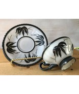 PW Germany US Zone Pearled Pewter Palm Fronds demi teacup cup &amp; saucer V... - $24.49