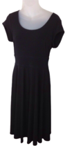 Womens AB Studio Little Black Stretch Dress Size M Midi Skater Flair Cap... - £9.65 GBP