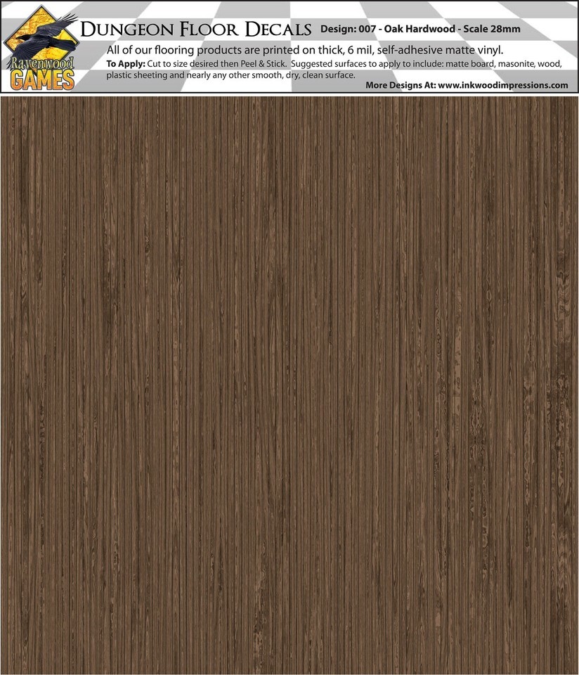 Dungeon Flooring Design 007 Oak Hard Wood DIY 28mm Miniature Decals - $6.93
