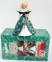Holiday Barbie Stocking Hanger 1996 Green Dress with Box Hallmark 6.25&quot; - $13.36