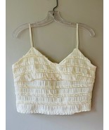 GLG XL Good Luck Gem Beige Lucy Ruffled Lace Tank Crop Top Stretch Semi ... - $432.36 MXN