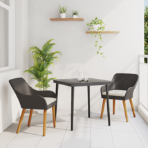  3 Piece Garden Dining Set Black Poly Rattan - $451.49