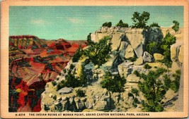 Indian Ruins Moran Point Arizona Grand Canyon National Park Linen Postcard M12 - £2.33 GBP