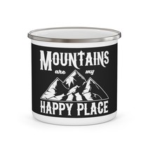 Personalized 12oz Enamel Camping Mug Mountains Adventure Print - $20.60