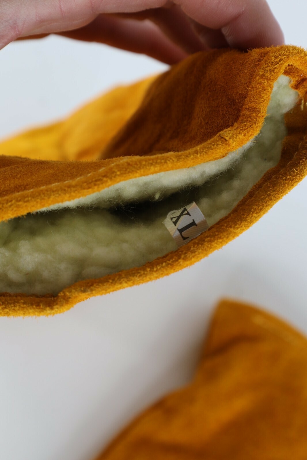 Vtg 70s Streetwear Faded Suede Leather Deep Pile Fleece Lined Mittens Gloves XL Item image 5