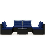 5-Piece Outdoor Patio Furniture Set with Cushions and Coffee Table-Navy ... - $7,833.91 MXN