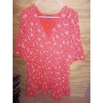 Chloe and Rene Dress 1X Orange Floral Ruffle - $15.75
