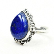 Handcrafted Sterling Silver Natural Lapis Lazuli Women Vintage Ring Gift For Mom - £33.06 GBP