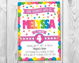 Polka Dot Birthday Invitation / Polka Dot Birthday Invite / Confetti Party - £6.40 GBP