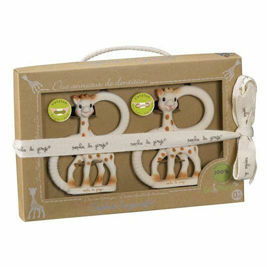 Sophie The Giraffe So Pure Very Soft Natural Rubber 100% Teething Ring SET