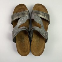 Naot Birkenstock Kimberly Silver Leather Slide Comfort Sandals US 7-7.5 ... - $47.49