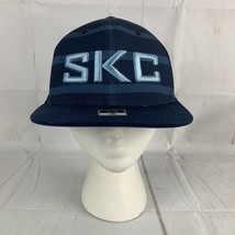 Adidas Sporting Kansas City KC Blue Striped MLS Soccer Stretch Fit Hat Logo - £13.32 GBP
