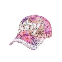 Lace Sunshade Duck Tongue Hat Heavyweight Rhinestone Pearl Letter Baby Casual Ba - £10.95 GBP
