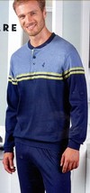 Serafino Herrenpyjama Langarm Aus Baumwolle Navigare Sommerjersey B2141186 - $32.45