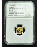 New 2015 China 1/20 oz 999 Fine Gold Panda Coin 20 Yuan G20Y NGC MS70 - $196.02