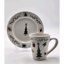 Starbucks Christmas Mug &amp; Dessert Plate Rare 2000 Christmas Tree &amp; Ornam... - $380.59 MXN