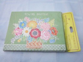 Hallmark Cards Pack 8 Party Invitations Gold Foil Detail Flower Bouquet ... - $7.59