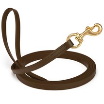 Dog Pet Leash Dark Chocolate Brown w/ Brass Hardware W 5/8&quot; - L15&#39; - $48.50