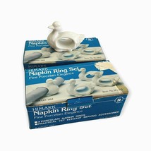 Napkin Ring Set 8 Porcelain Ducks Geese Japan White With Boxes Vtg 1984 Himark  - £24.73 GBP