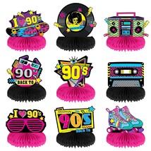 9 Pieces 90&#39;S Retro Party Supplies Kit 90&#39;S Retro Honeycomb Centerpieces Back To - £15.81 GBP