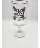 Clear Wine Glass 25th Anniversary  With Silver Leaves Roses Butterflies - €17,09 EUR