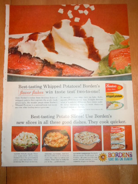Vintage Borden's Instant Whipped Potatoes Print Magazine Advertisement 1961 - $5.99