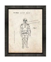 Star Wars Boba Fett Patent Print Old Look with Beveled Wood Frame - £19.50 GBP+