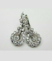 2Ct Round Diamond Vintage Antique Drop Dangle Wedding Earrings 14K White Gold GP - £98.90 GBP