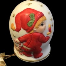 Vintage Jasco 1980 Christmas Tree Porcelain Bell Ornament Holiday Decor - £19.45 GBP