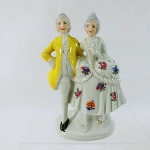 Colonial Couple Figurine Statue Gold Gilded Made in Japan 6.75&quot; Tall - £30.35 GBP