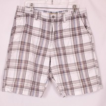 Sonoma Men&#39;s Plaid Shorts Size 36 White Grey Casual - $18.45 CAD