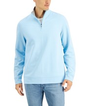 Club Room Men&#39;s Stretch Quarter-Zip Fleece Sweatshirt Shallow Blue-Size Small - £17.65 GBP