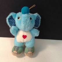 Acme Blue Plush Elephant 6.75&quot; Tall Vintage Stuffed Animal Toy - $14.48