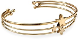 Fortuni Gold Plated Triple Star Adjustable Open Bangle Cuff Bracelet - £9.05 GBP