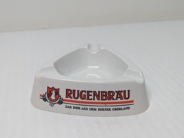 Vintage RUGENBRAU BREWERY Cigarette Ashtray Ash Tray Plastic White Oberland - $15.80