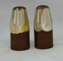 Vintage Ceramic Brown Cylindrical Shaped  Figural Salt And Pepper Shakers - £7.93 GBP