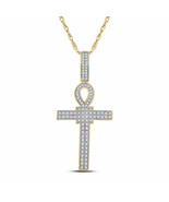 10kt Yellow Gold Mens Round Diamond Ankh Cross Charm Pendant 3/8 Cttw - £411.66 GBP