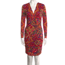 Mara Hoffman XS Dress Geometric Midi Faux Wrap Long Sleeve Cosby Loud Pi... - $49.99