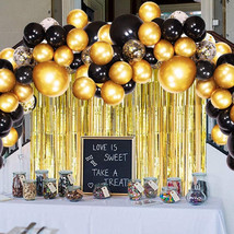 New Year 12-inch Black Gold Birthday Theme Decoration Rubber Balloons - £10.24 GBP