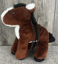 Vintage Wallace Berrie &amp; Co Horse 8 inch Plush Brown White Pony Reins 1981 Toy - £11.87 GBP