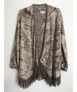 Lucky Brand Women&#39;s Poncho Southwest Tan Sweater Navajo Fringe Wrap Boho... - £14.94 GBP