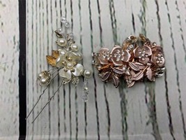 Bridal Rhinestone Hair Pins Wedding Hair Clips Bridal Hair Piece Flower Leaves - $16.14