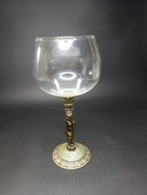 Rhinestone Jeweled Cat Animal Bronze Enamel Stemmed Wine Glass Goblet Heavy - $99.77